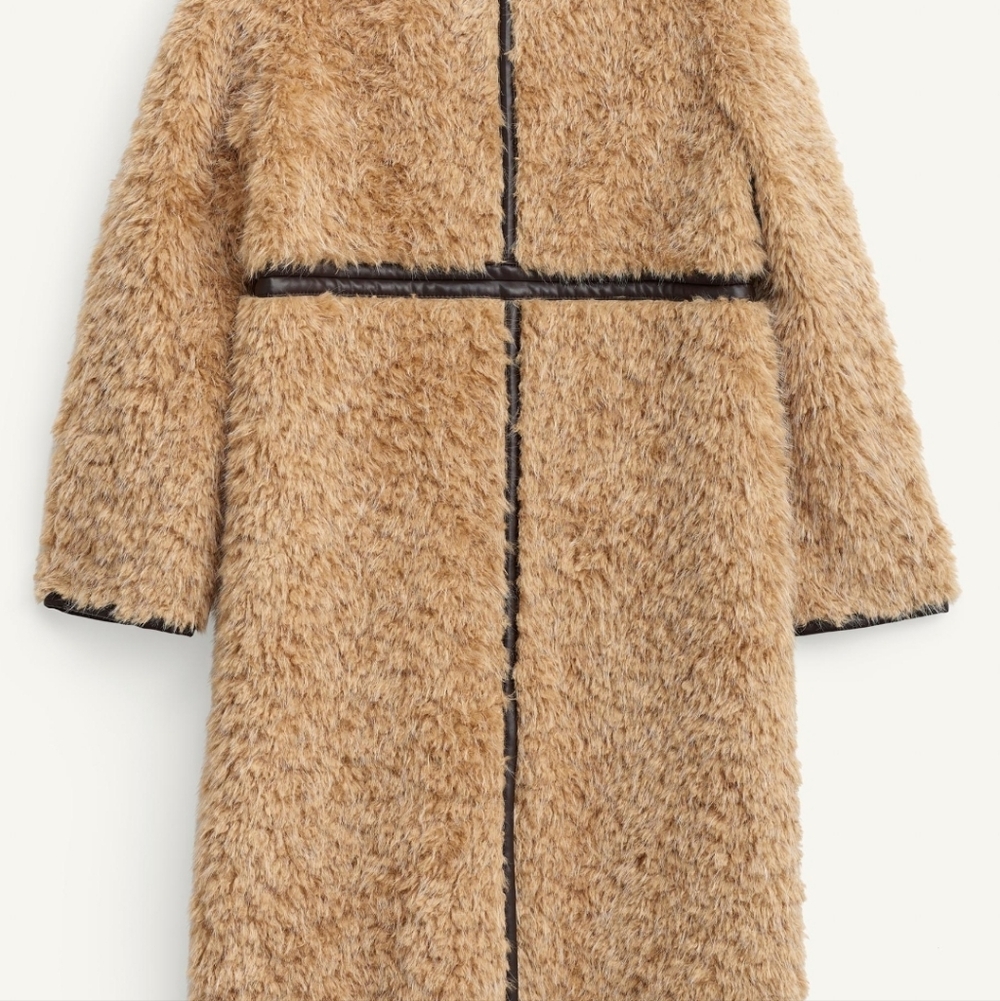 ZARA LIMITED EDITION LIGHT BROWN FLEECE LONG COAT ❤️❤️❤️ - Picture 7 of 8